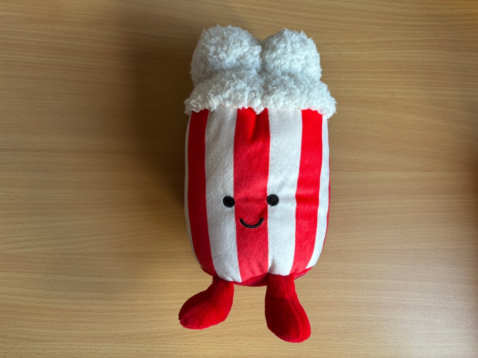 Xenos Knuffel popcorn - rood/wit - 19x12 cm, Overige typen, Nieuw, Ophalen of Verzenden, Rood