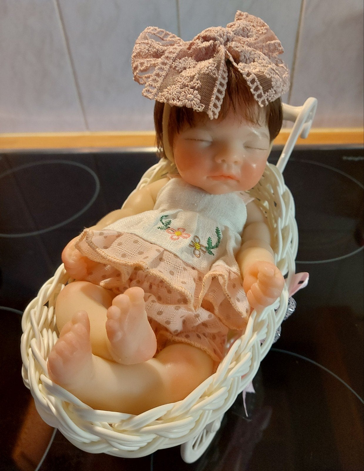 Volledig Siliconen Preemie Meisje, met open mondje., Ophalen of Verzenden, Babypop