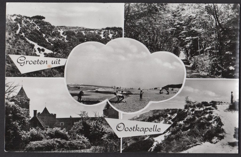 Oostkapelle, Groeten uit, 5 luik, niet gelopen,  1960, Ophalen of Verzenden, 1940 tot 1960, Ongelopen, Zeeland