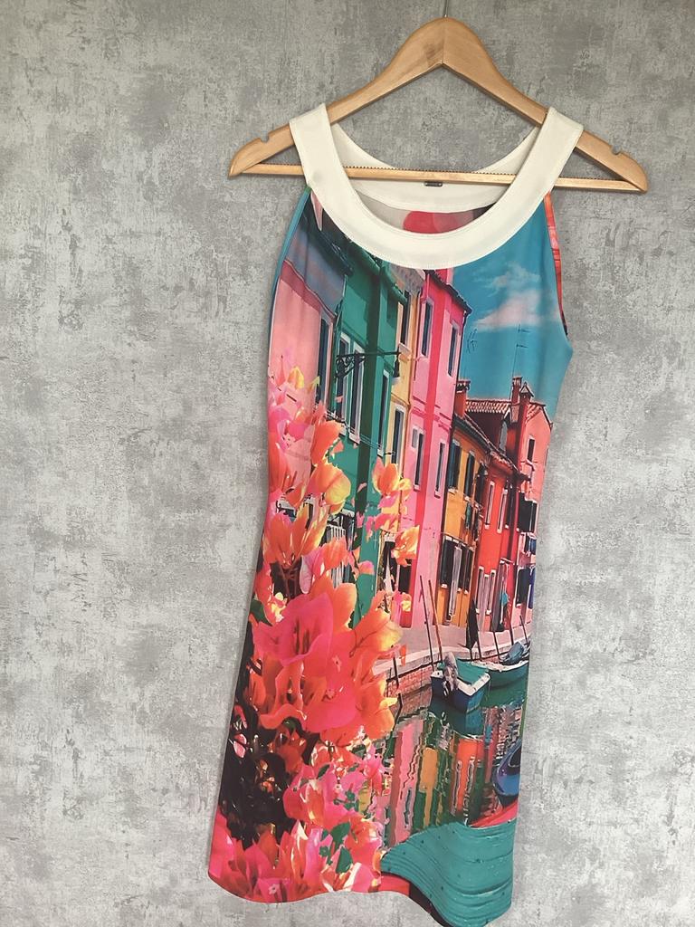 Lizzy en Coco Travel Jurk Maat S - Zomerse Print, Kleding | Dames, Jurken, Overige kleuren, Verzenden, Zo goed als nieuw, Knielengte