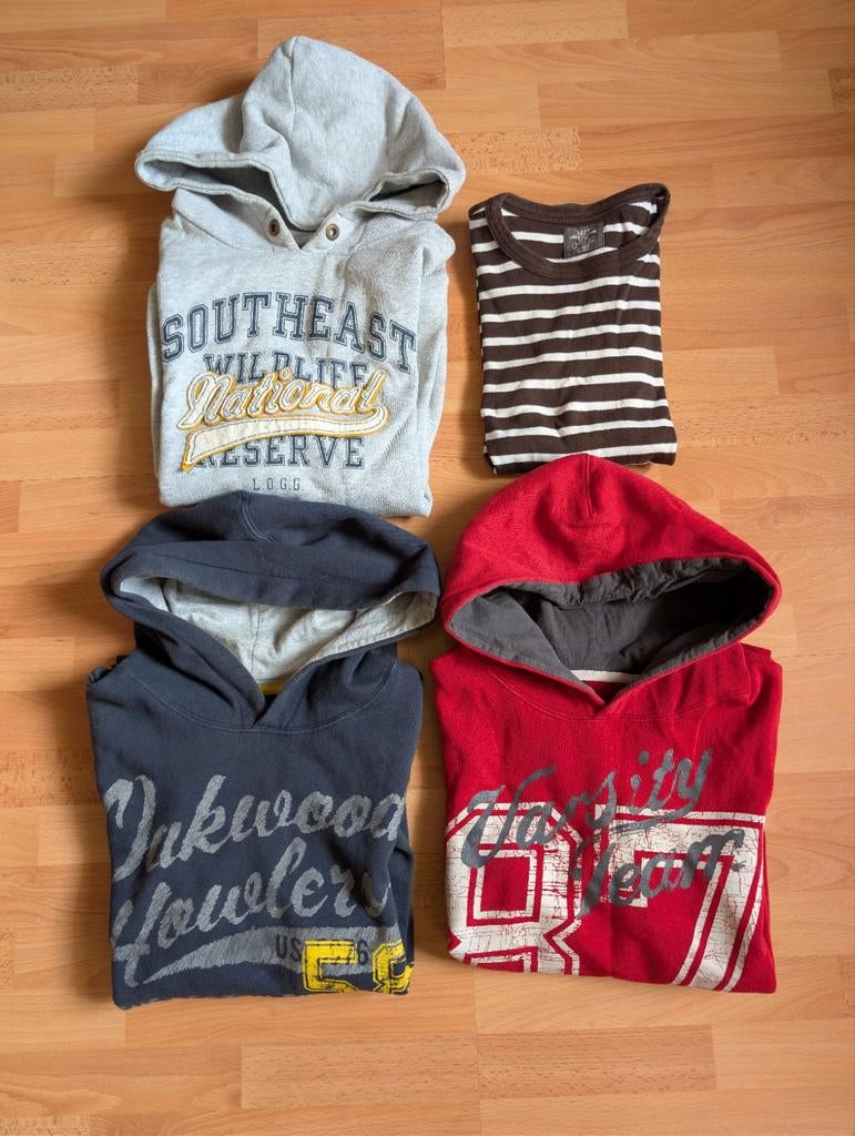 H&M hoodie 3 stuks + 1 longsleeve - maat 146-150, Ophalen of Verzenden, Gebruikt, Maat 146