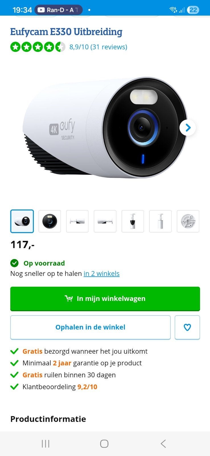 Nieuwe eufy 4k E330 pro camera proffecional realtime opname, Audio, Tv en Foto, Videobewaking, Ophalen of Verzenden, Nieuw