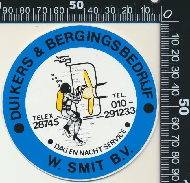 Sticker: Duikers en Bergingsbedrijf Smit - Rotterdam (1), Ophalen of Verzenden, Zo goed als nieuw, Bedrijf of Vereniging