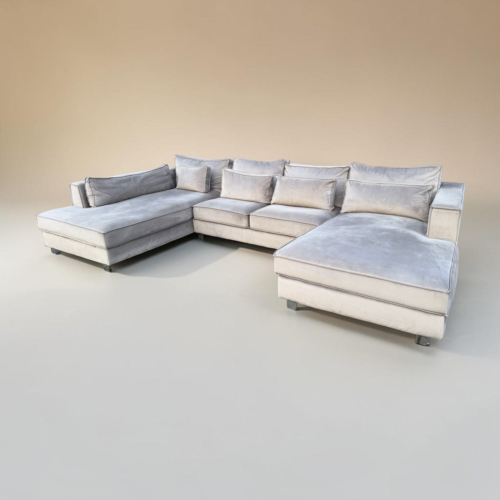 GRATIS LEVERING | VELVET HOEKBANK U-VORM XL | GEREINIGD, Hoekbank, 300 cm of meer, Zo goed als nieuw, Vierpersoons of meer