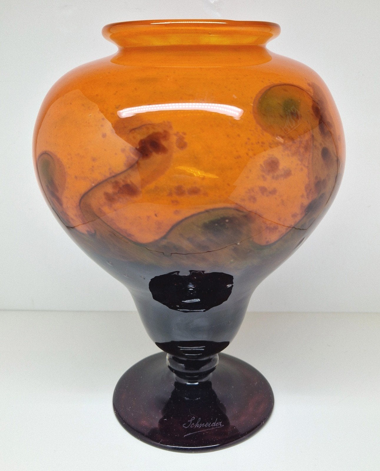 Charles Schneider Art Deco vaas Jade decor, 1918-1933., Ophalen of Verzenden