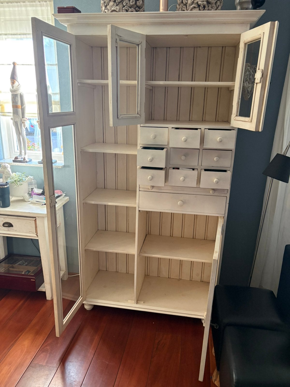 Buffetkast met lades en vitrine + ladekastje/telefoonkastje, Huis en Inrichting, Ophalen, Gebruikt, 100 tot 150 cm, 200 cm of meer