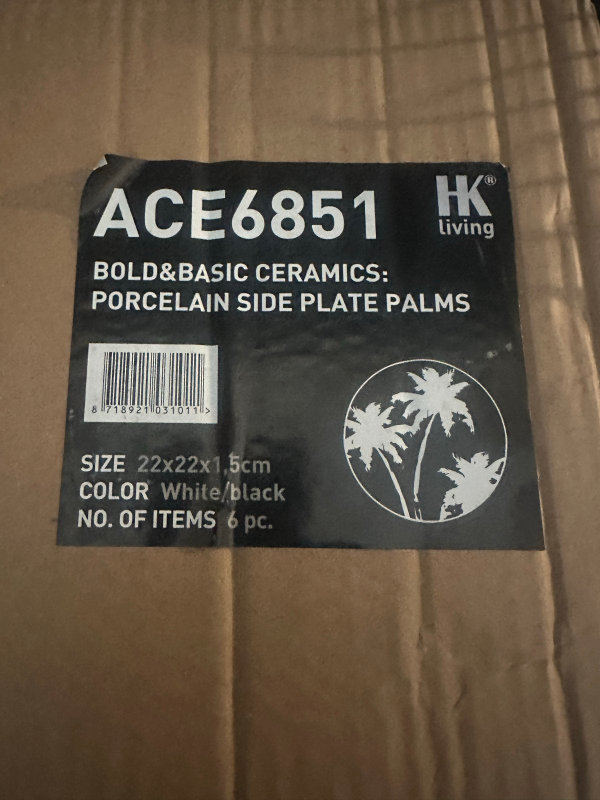 Partij 400 stuks  HKliving Porseleinen Side Plate  Palms, Huis en Inrichting, Keuken | Servies, Overige merken, Nieuw, Ophalen of Verzenden