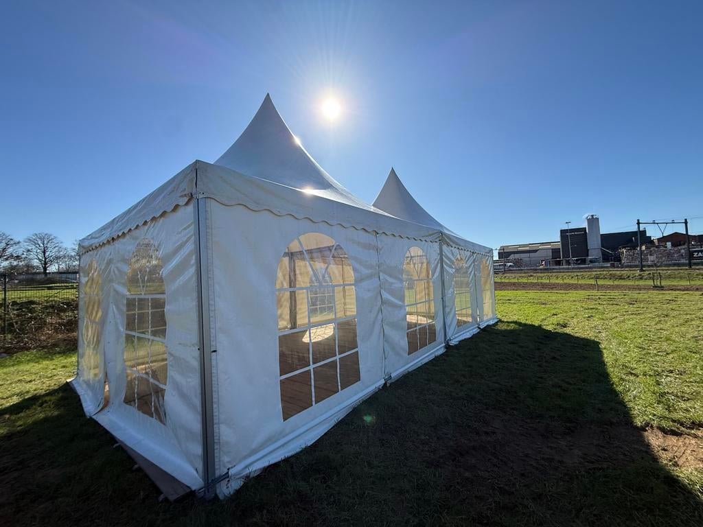 Witte pagodetent met ramen, Tuin en Terras, Partytenten, Gebruikt, 4 tot 6 meter, 2 meter of meer, Ophalen of Verzenden