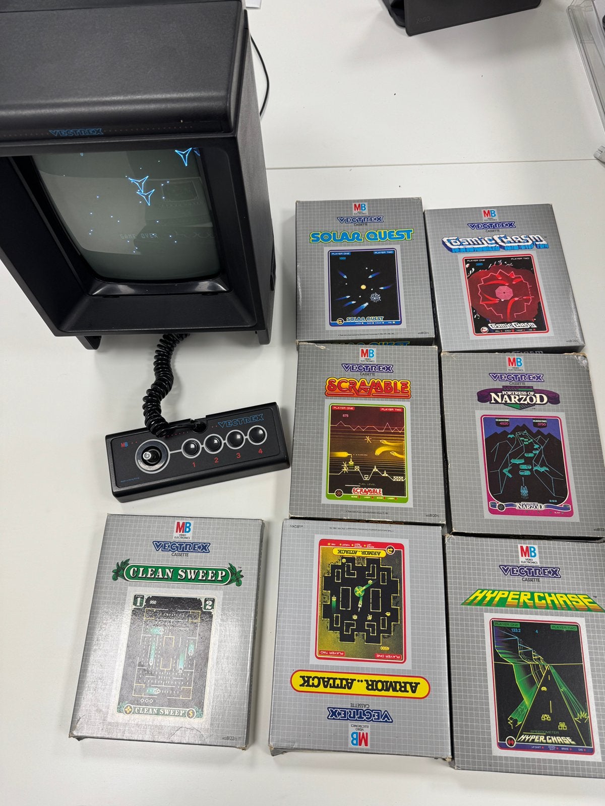 Vectrex console met 7 complete spellen, Spelcomputers en Games, Spelcomputers | Overige, Gebruikt, Overige merken, Ophalen of Verzenden