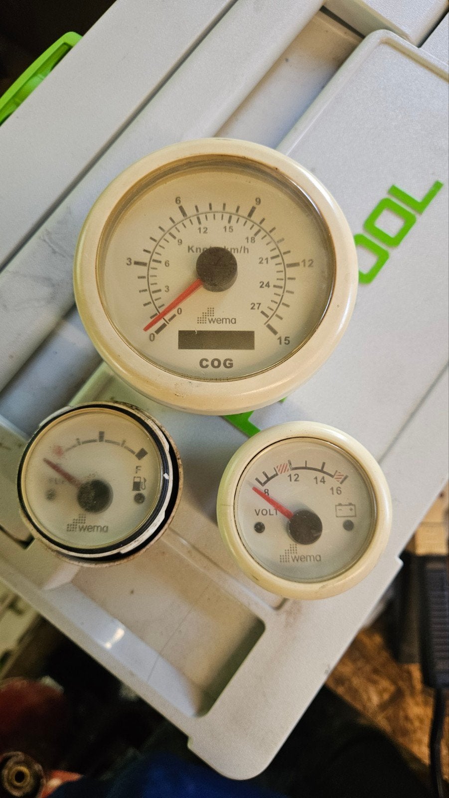 Wema boot klokken: snelheidsmeter, brandstof, voltmeter, Watersport en Boten, Ophalen of Verzenden, Gebruikt, Motor en Techniek