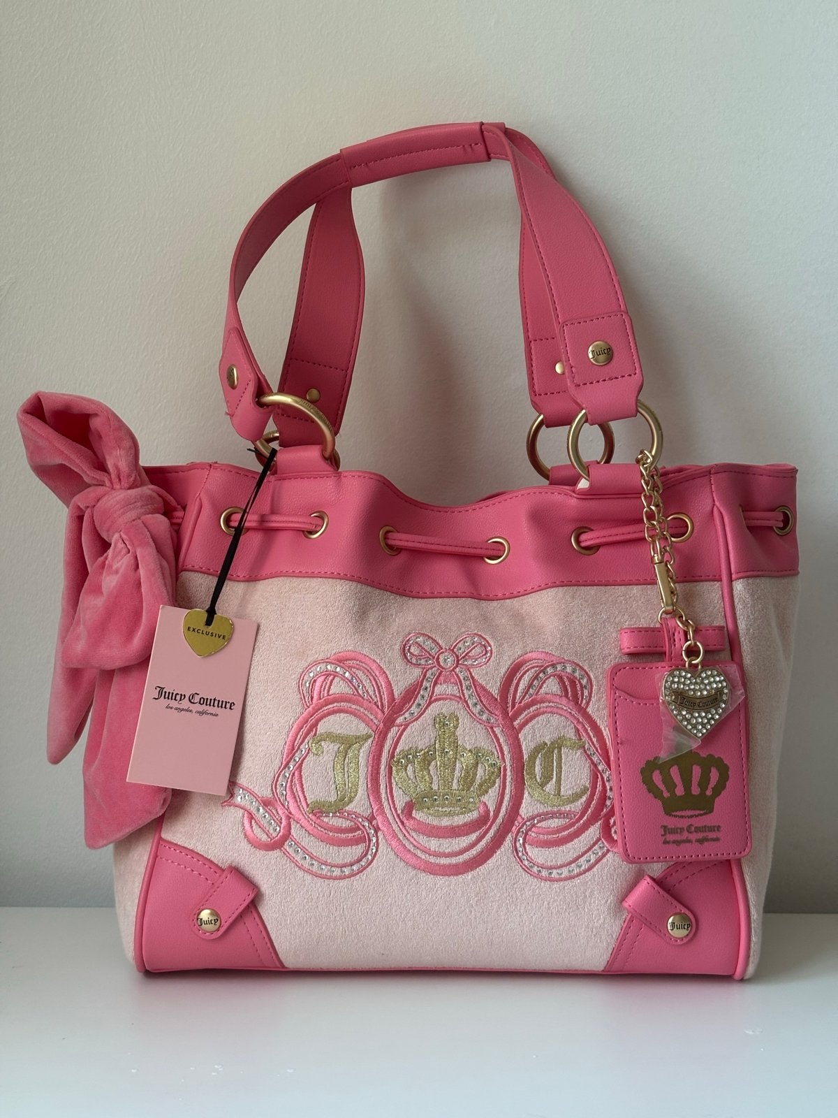 Juicy Couture Roze Handtas met Kroon en Strik - Nieuw, Sieraden, Tassen en Uiterlijk, Verzenden, Nieuw, Roze, Handtas