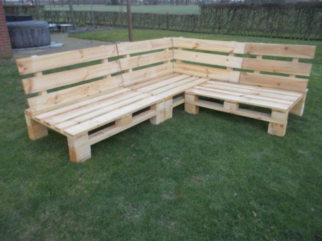 Nieuwe palletbank 240 x 200 of gespiegeld, Ophalen, Zo goed als nieuw, Hout