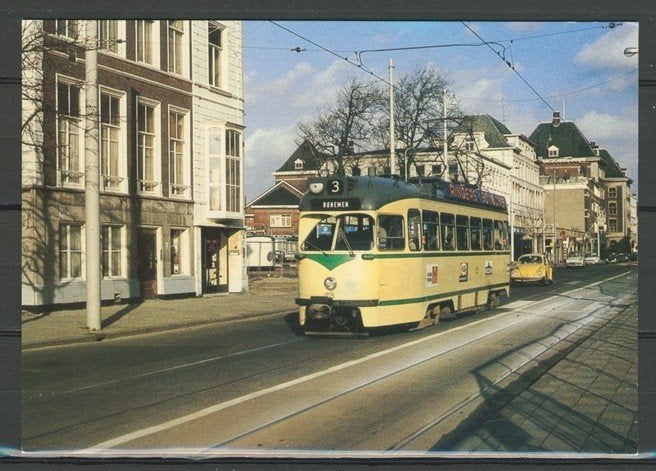 H.T.M Tram Motorwagen 1225 Lijn 3 Bohemen Ansichtkaart t-116, Ophalen of Verzenden, Zo goed als nieuw, Tram, Kaart of Prent