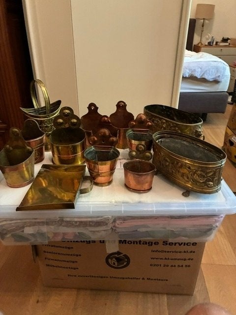 Koperen en messing deco-artikelen +2 lampen met kunstkaarsen, Ophalen of Verzenden