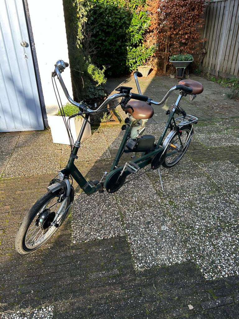 Gebre tandem met elektrische ondersteuning, Fietsen en Brommers, Gebruikt, Minder dan 47 cm, 30 tot 50 km per accu, Ophalen