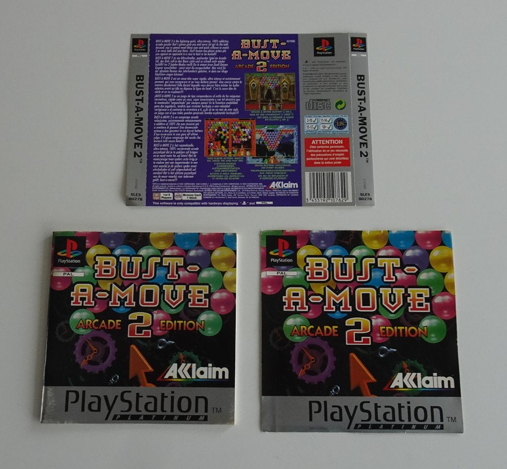 Papierwerk + Handleiding -- Bust-A-Move 2 Arcade Edition PS1, Spelcomputers en Games, Games | Sony PlayStation 1, 1 speler, Ophalen
