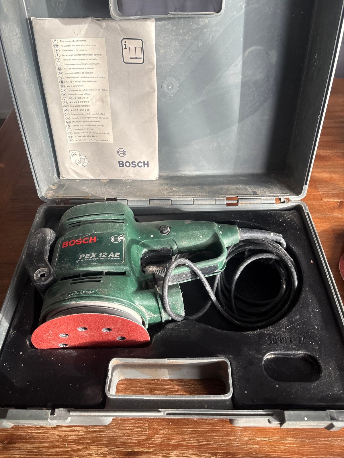 Bosch PEX 12 AE Excentrische Schuurmachine met toebehoren, Ophalen, Gebruikt, Minder dan 600 watt, Excentrische schuurmachine