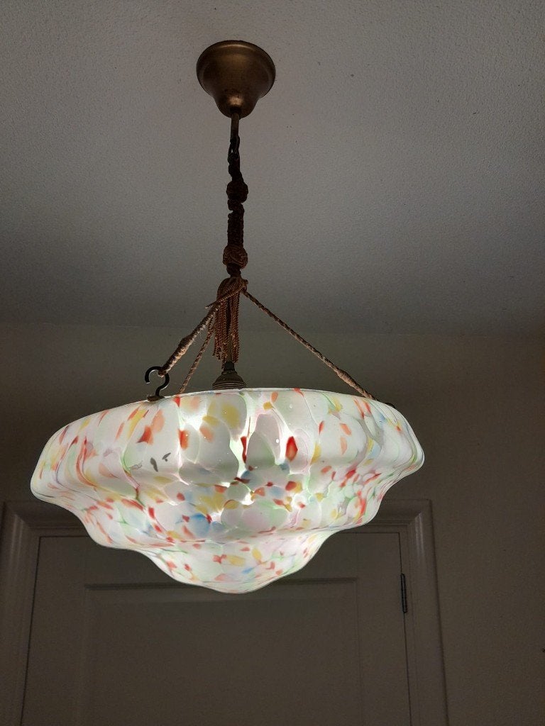 Porselein Lamp jaren 20 30 Huis oud antiek Jugend Stijl Kap, Ophalen