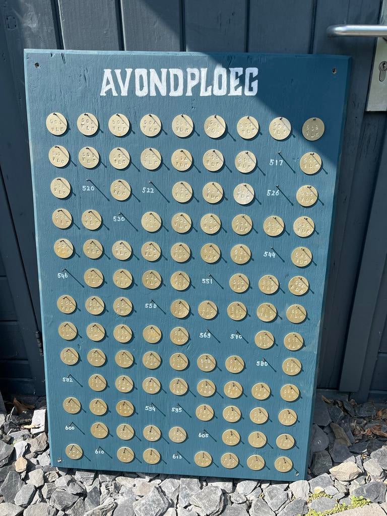 Uniek Mijnwerkers Penningen Bord - Avondploeg, Industrieel, Ophalen, Gebruikt, Wandbord of Wandpaneel