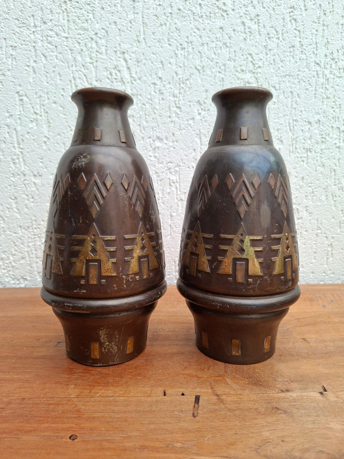 Twee Daalderop vazen. Antiek. Brass. Koper, Ophalen of Verzenden