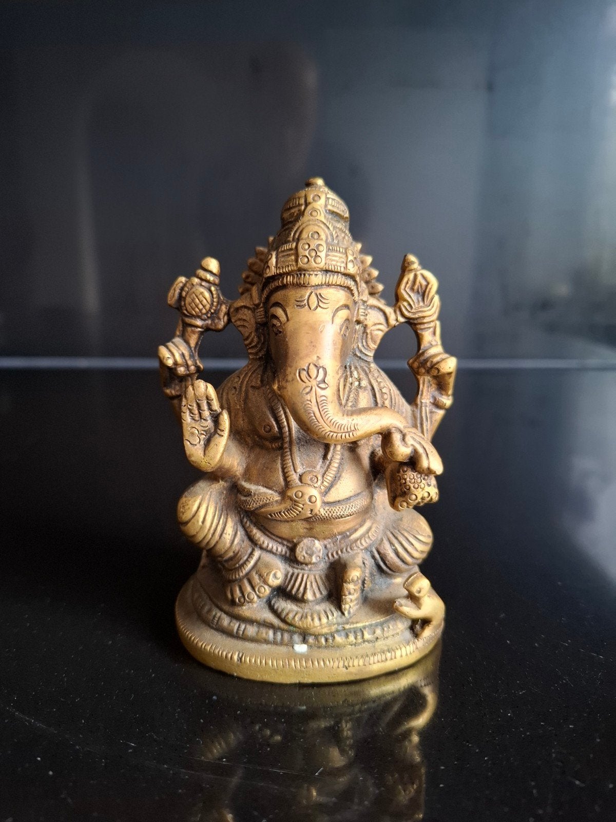 Bronzen Ganesha beeld, Minder dan 20 cm, Ophalen of Verzenden, Beeld, Goud