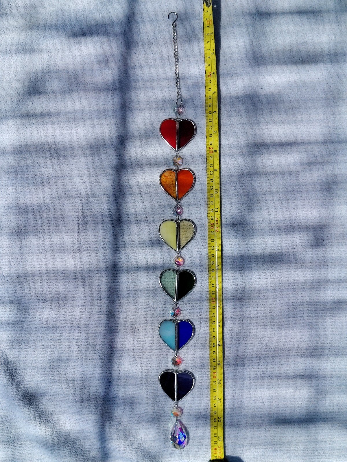 Handgemaakte Glas-in-Lood Pride Regenboog Hartjeshanger, Meerkleurig, Overige stijlen, Nieuw, Ophalen of Verzenden