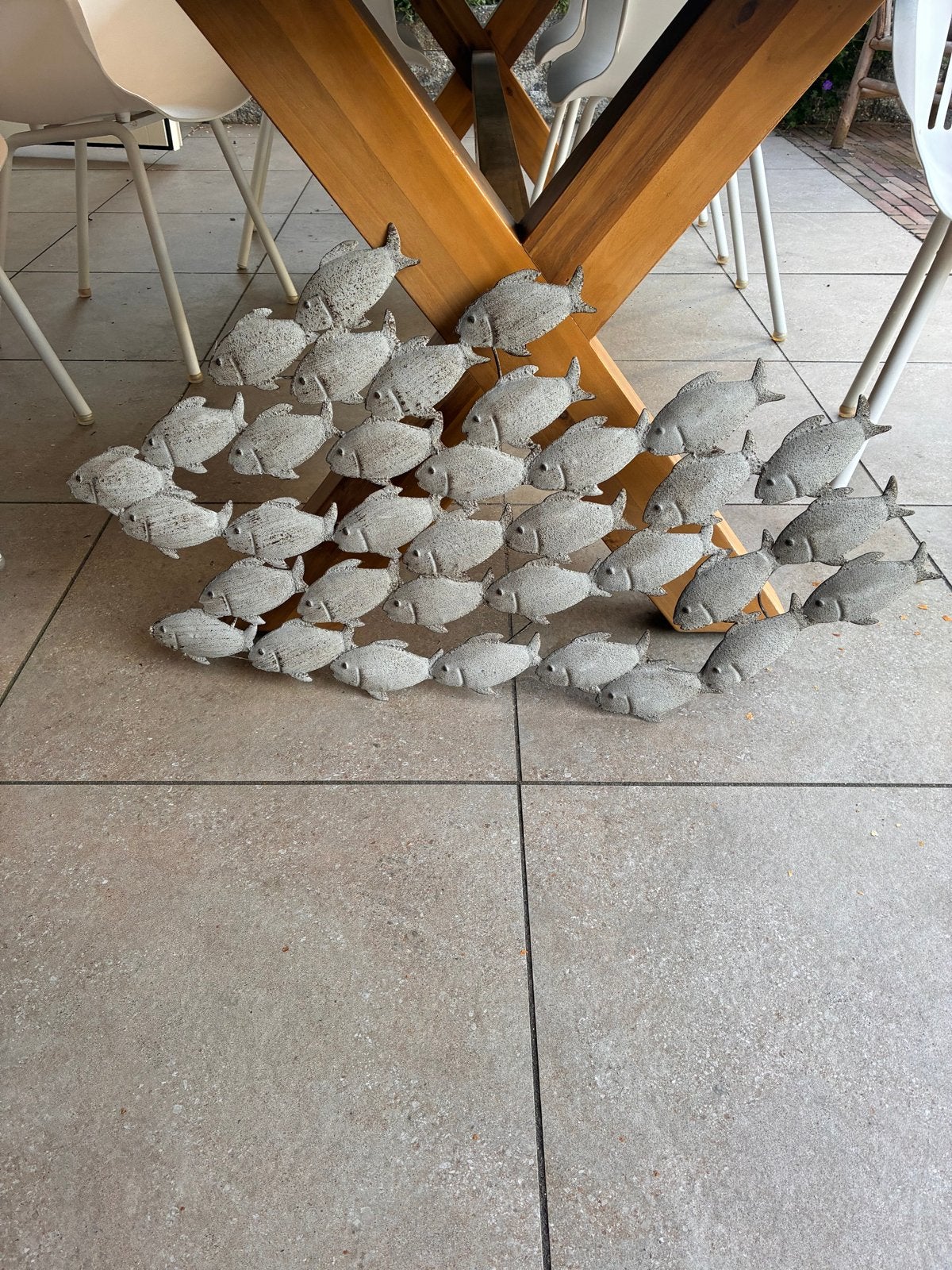 Metalen Vissen Wanddecoratie - Uniek Kunstwerk, Ophalen, Gebruikt, Metaal, Grijs