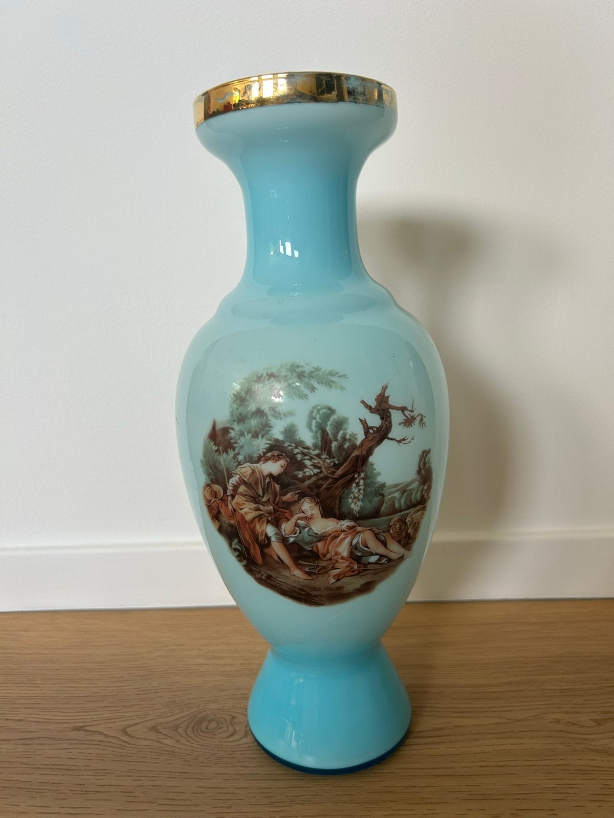 Opaline vaas Napoleon III, François Boucher, Bleu Céleste, Antiek en Kunst, Ophalen