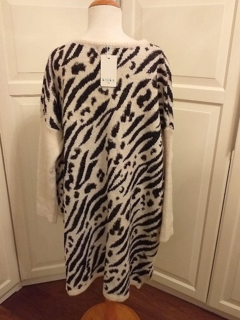 Zachte lange trui M L XL Ecru Zwart Zilver Nieuw ( Jool ), Verzenden, Zwart, Maat 42/44 (L), Nieuw