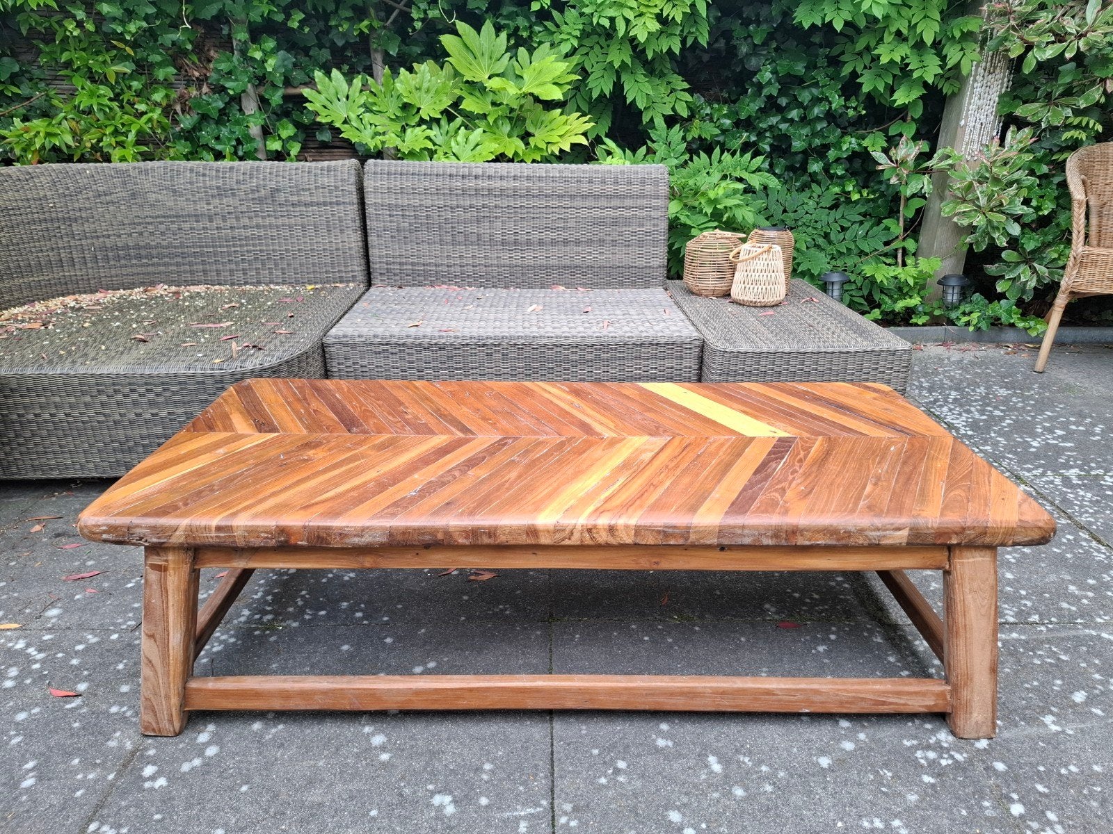 Teak salontafel visgraat Bali Ibiza, Ophalen, Rechthoekig, 100 tot 150 cm, 50 tot 100 cm