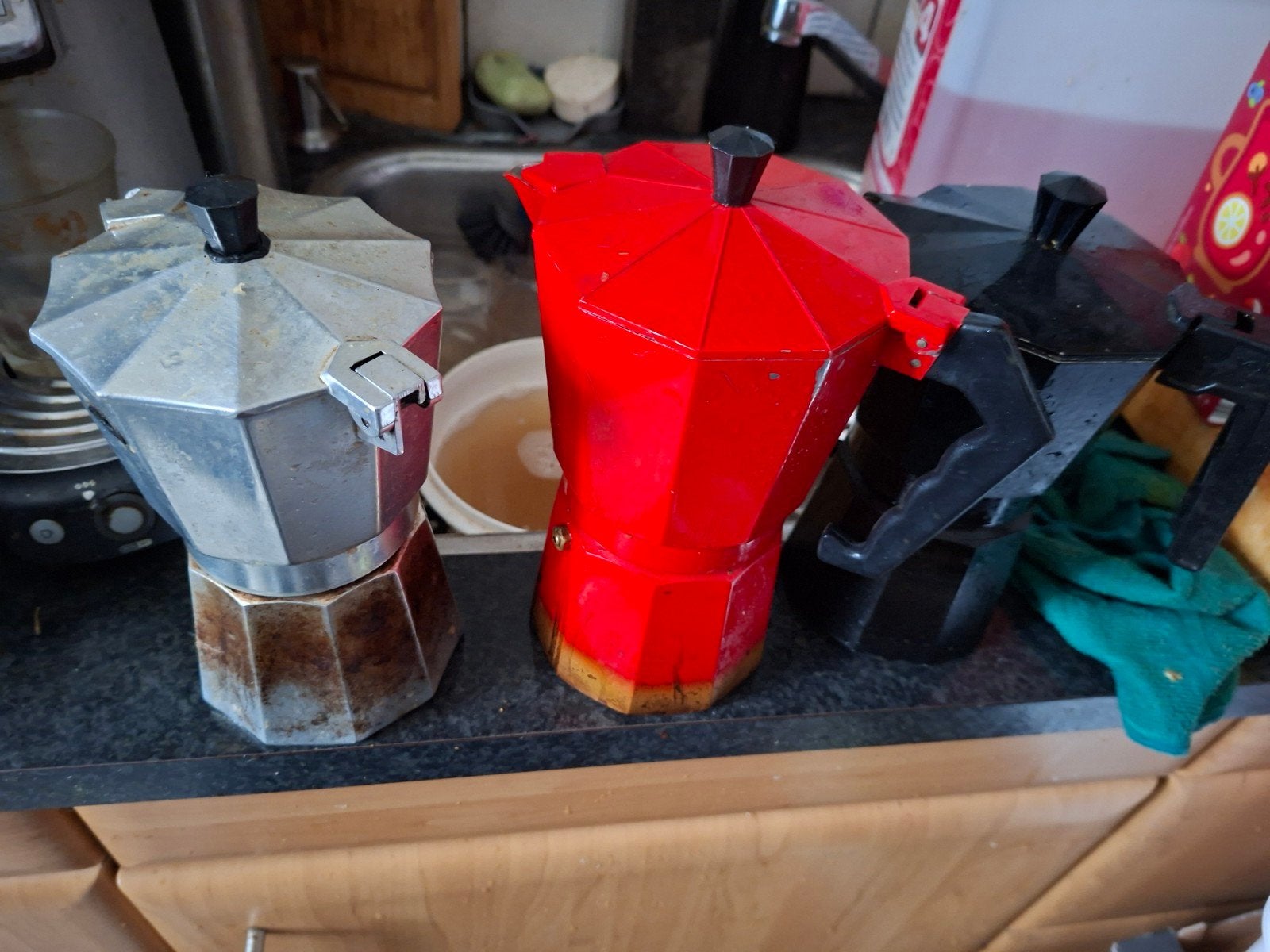 Grote percolator voor heerlijke Italiaanse koffie (3 stuks), 10 kopjes of meer, Ophalen of Verzenden