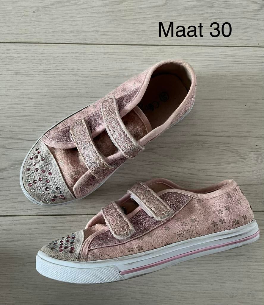 Roze gympen met klittenband en glitters, maat 30, Ophalen, Zo goed als nieuw, Meisje