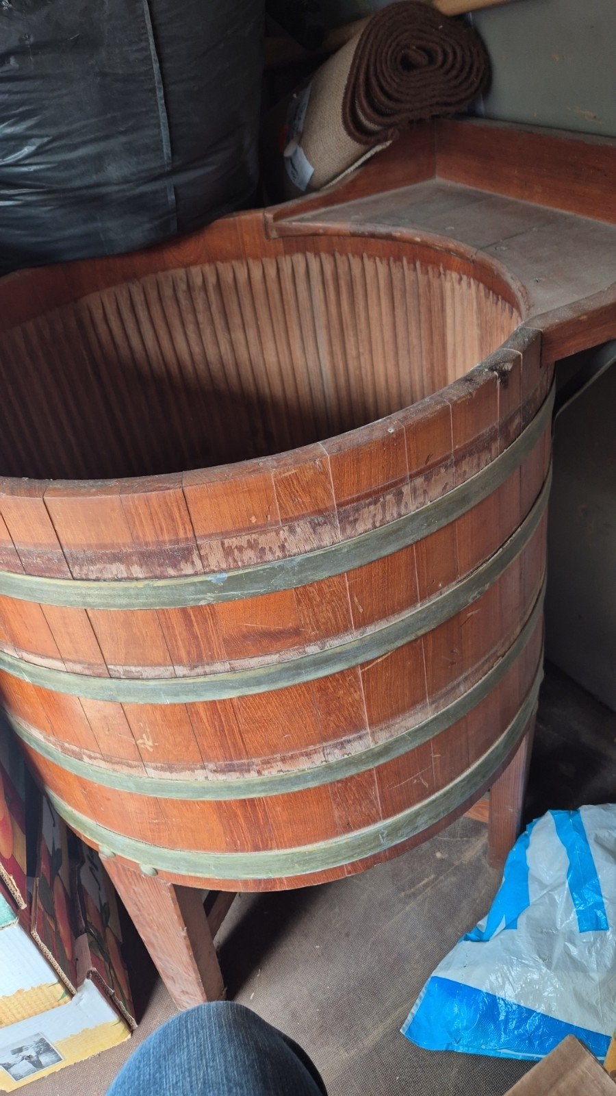 Antieke houten wastobbe / badkuip, Ophalen