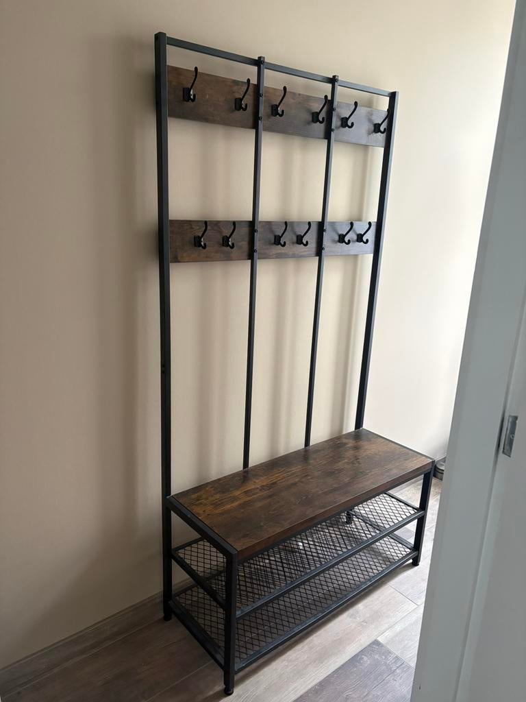 Kapstok met bankje en schoenenrek, Huis en Inrichting, Woonaccessoires | Kapstokken, Zo goed als nieuw, Metaal, 150 tot 200 cm