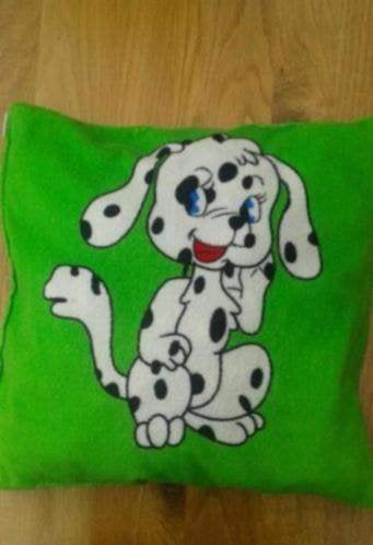 Groen sierkussen met dalmatiër print, Met print, Vierkant, Ophalen of Verzenden, Zo goed als nieuw