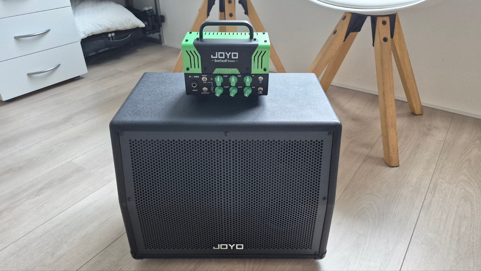 JOYO banTamP Bass + Joyo cabinet 10inch met tweeter, Muziek en Instrumenten, Ophalen, Zo goed als nieuw, 100 watt of meer