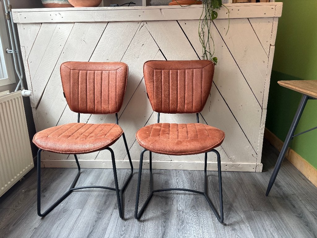 set stoelen cognac kleur, Huis en Inrichting, Stoelen, Ophalen, Twee, Bruin, Nieuw
