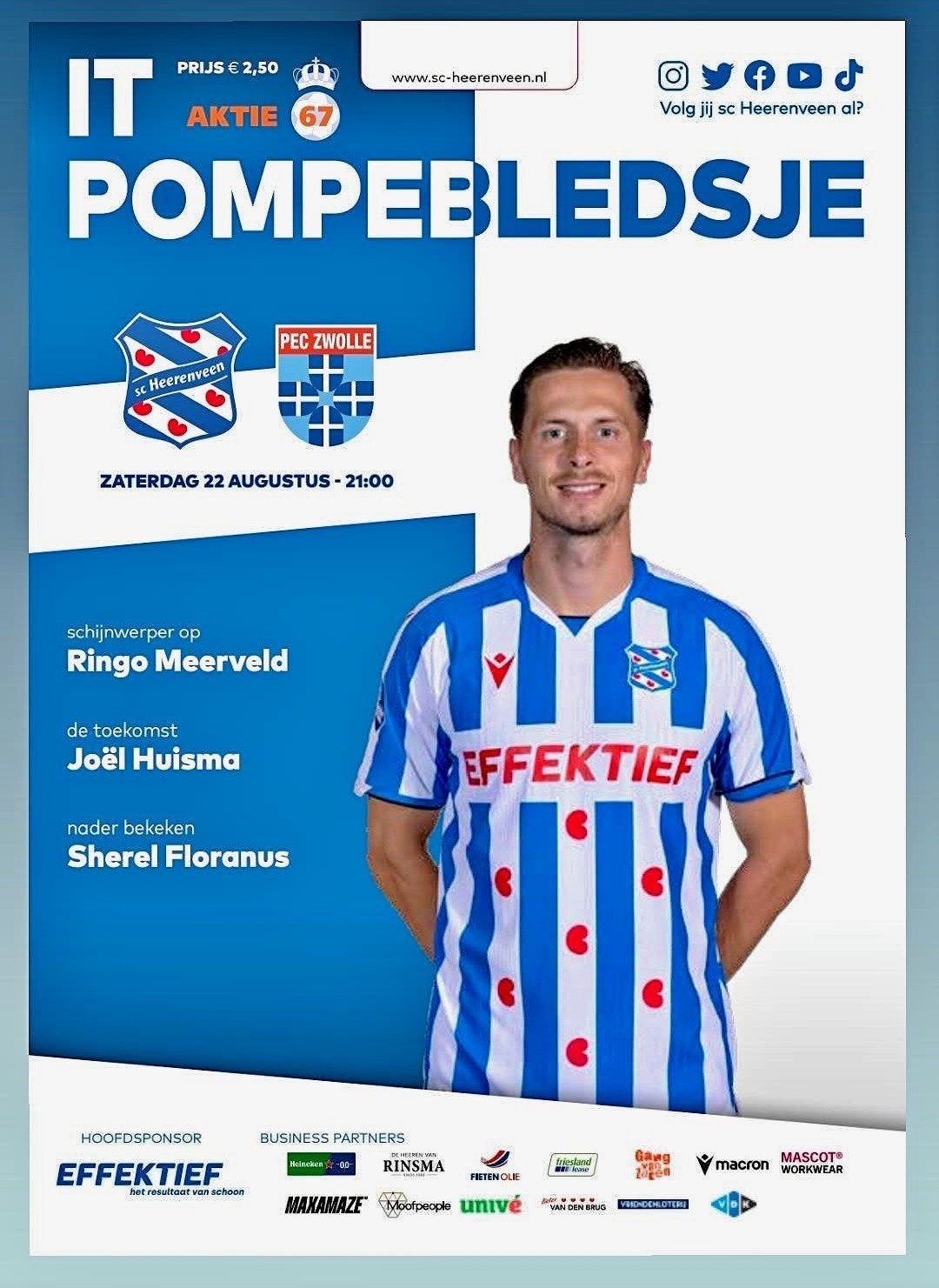 Programmaboekje SC Heerenveen - PEC Zwolle 22 augustus 2026, Ophalen of Verzenden, Overige binnenlandse clubs