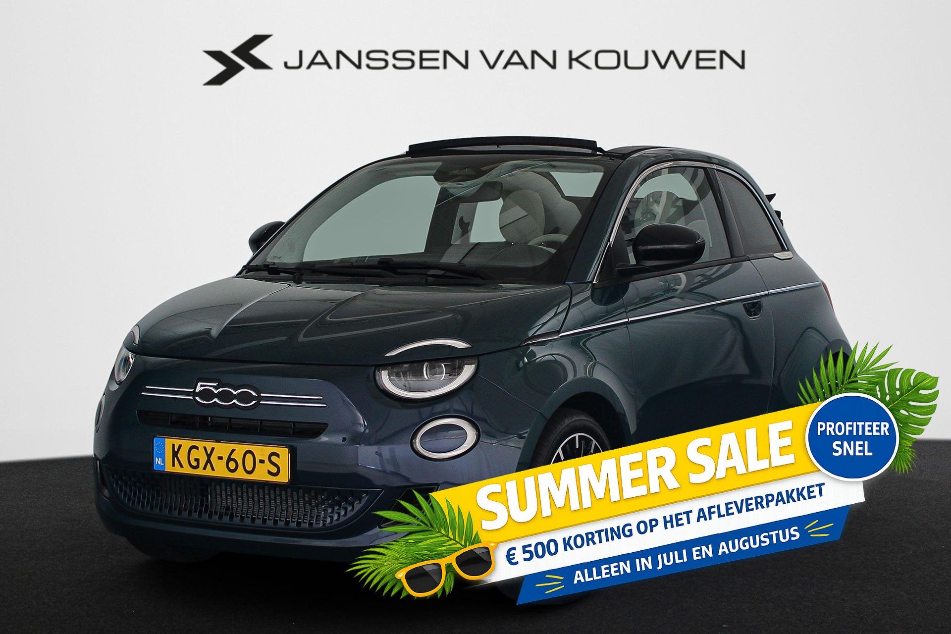 Fiat 500 1.0 Hybrid La Prima Cabrio Camera LED Stoelverwarmi, Auto's, 4 stoelen, Origineel Nederlands, Bedrijf, Handgeschakeld