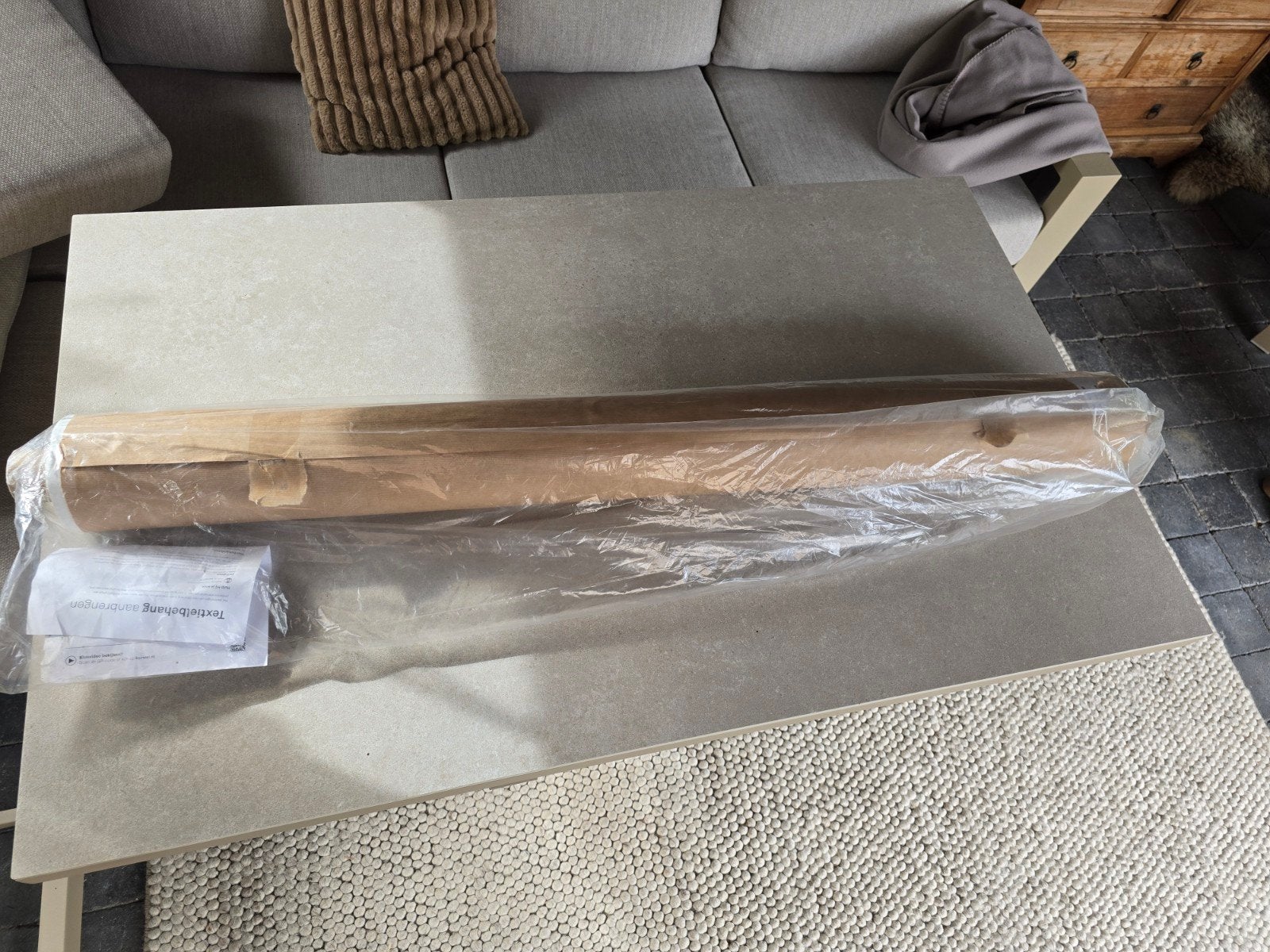 Karwei Textielbehang - 1.30 x 6.30 mtr, Huis en Inrichting, Ophalen, Overige merken, Beige, 5 tot 10 m²
