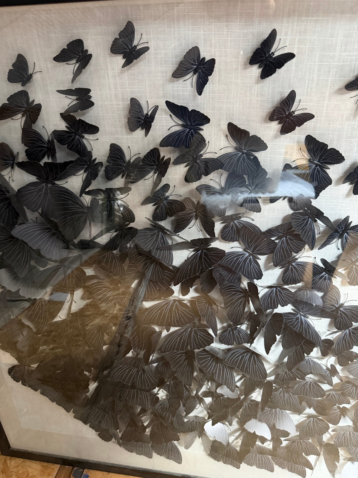 Uniek 3D vlinderkunstwerk in lijst, Overige typen, Ophalen of Verzenden, Zo goed als nieuw, 75 tot 100 cm