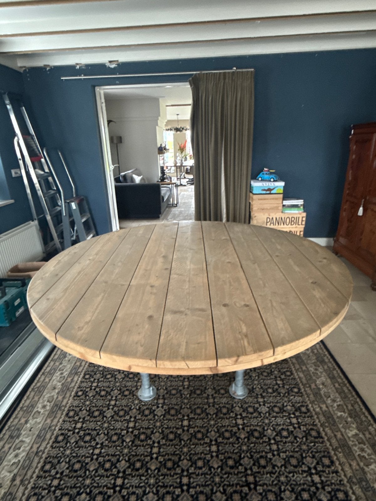 Ronde JORG tafel 175 cm doorsnede, hoogte 78 cm NIEUWE PRIJS, Huis en Inrichting, Tafels | Eettafels, Ophalen, Gebruikt, 150 tot 200 cm