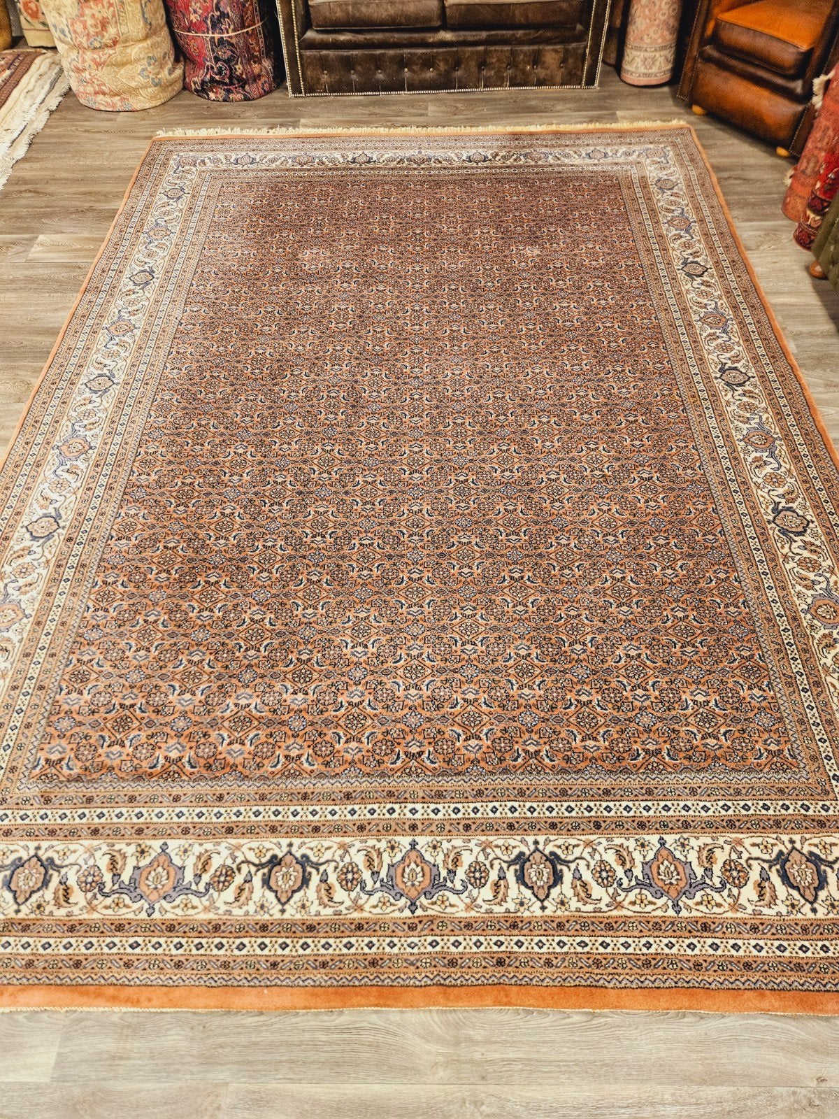 Perzisch Handgeknoopt Bidjar Tapijt. prachtige kleuren., Crème, Perzisch, 200 cm of meer, Ophalen of Verzenden