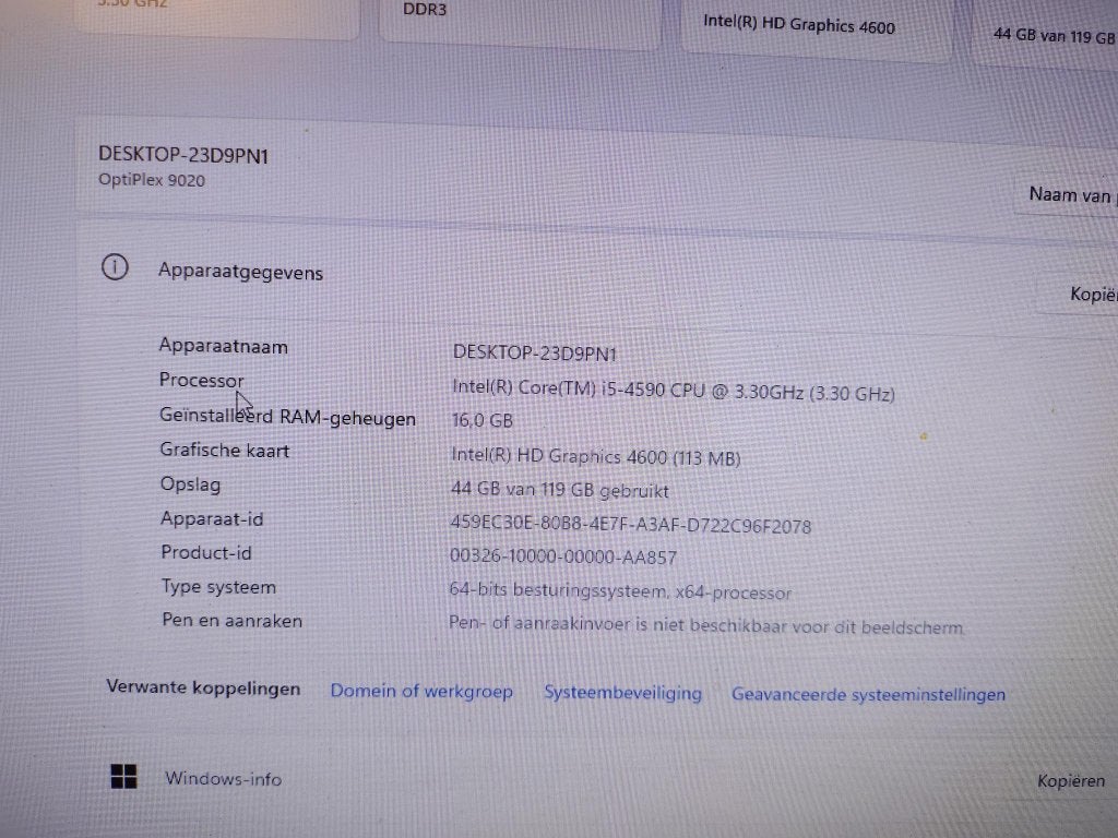 Dell OptiPlex 9020 Desktop - i5-4590, 16GB RAM, Windows 11, Computers en Software, Ophalen, Gebruikt, HDD, 119 GB