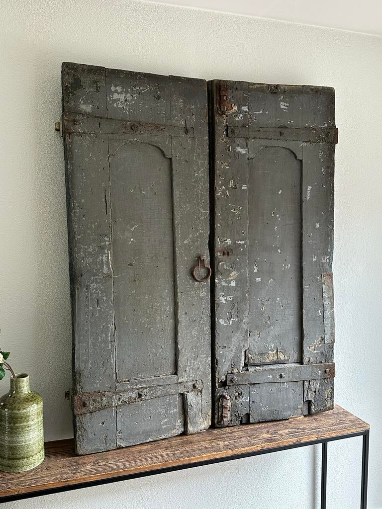 Set van 2 nostalgische houten luiken, Ophalen, Hout, Decoratieobject, 55 cm