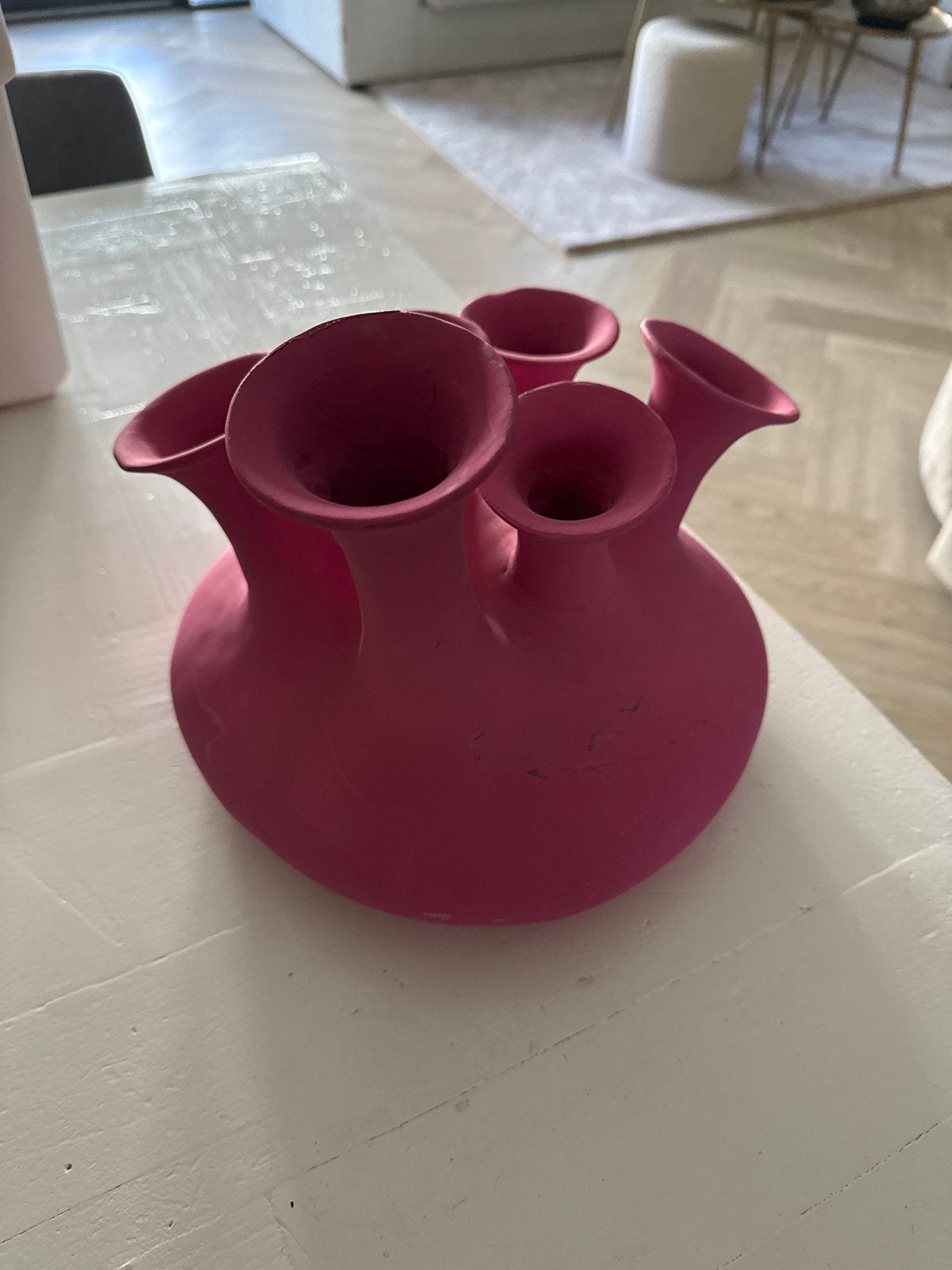 Unieke roze toeter vaas, Ophalen