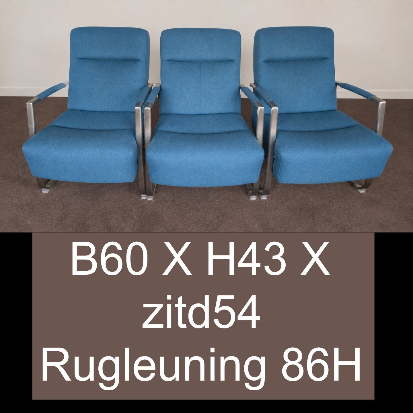 Henders & Hazel Angelica fauteuils – Blauw – ook per stuk te, Ophalen, Drie, Blauw, Zo goed als nieuw