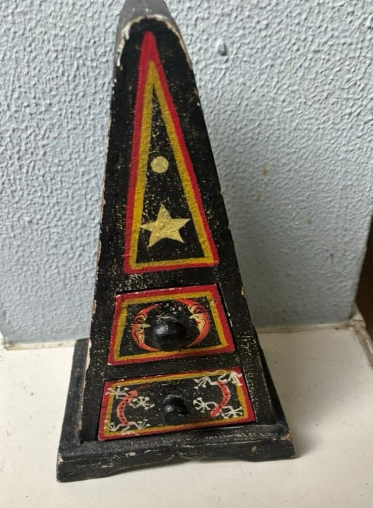 vintage/retro houten piramidevormig sieraden/opberg kastje, Ophalen of Verzenden