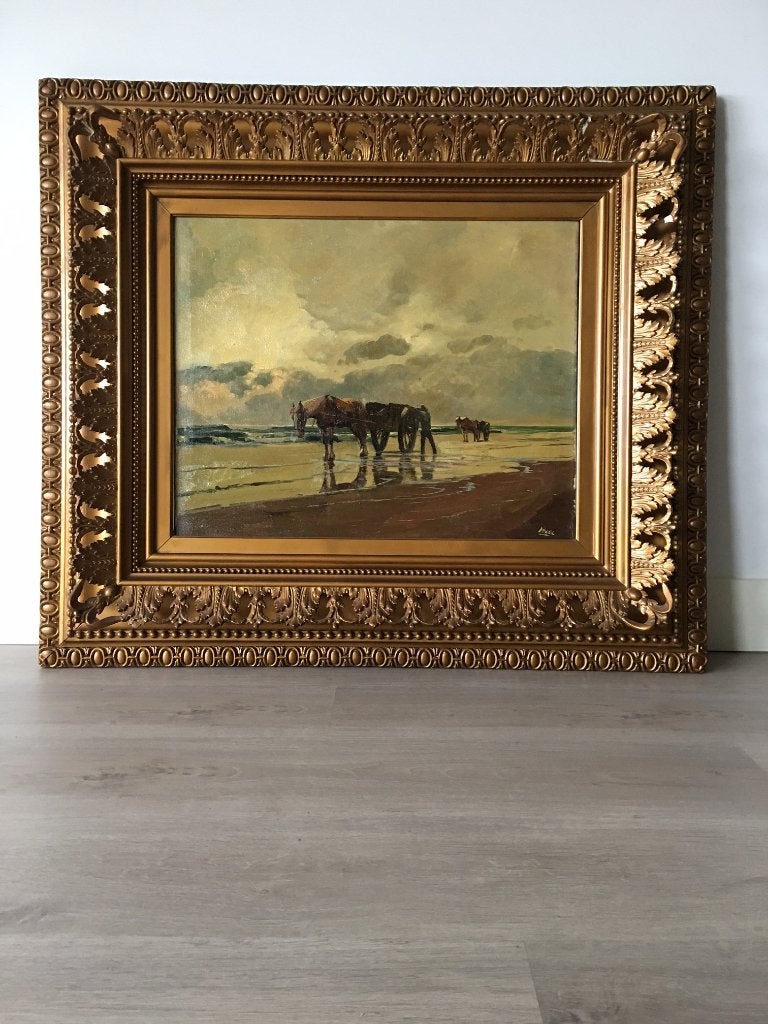 DE SCHELPENVISSER, geschilderd door VOGEL, Antiek en Kunst, Ophalen, Doek, Olieverf, Klassiek
