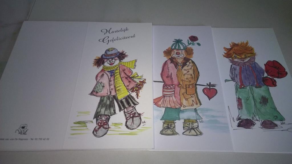 Dubbel wens kaarten met clown, Diversen, Ophalen of Verzenden, Nieuw